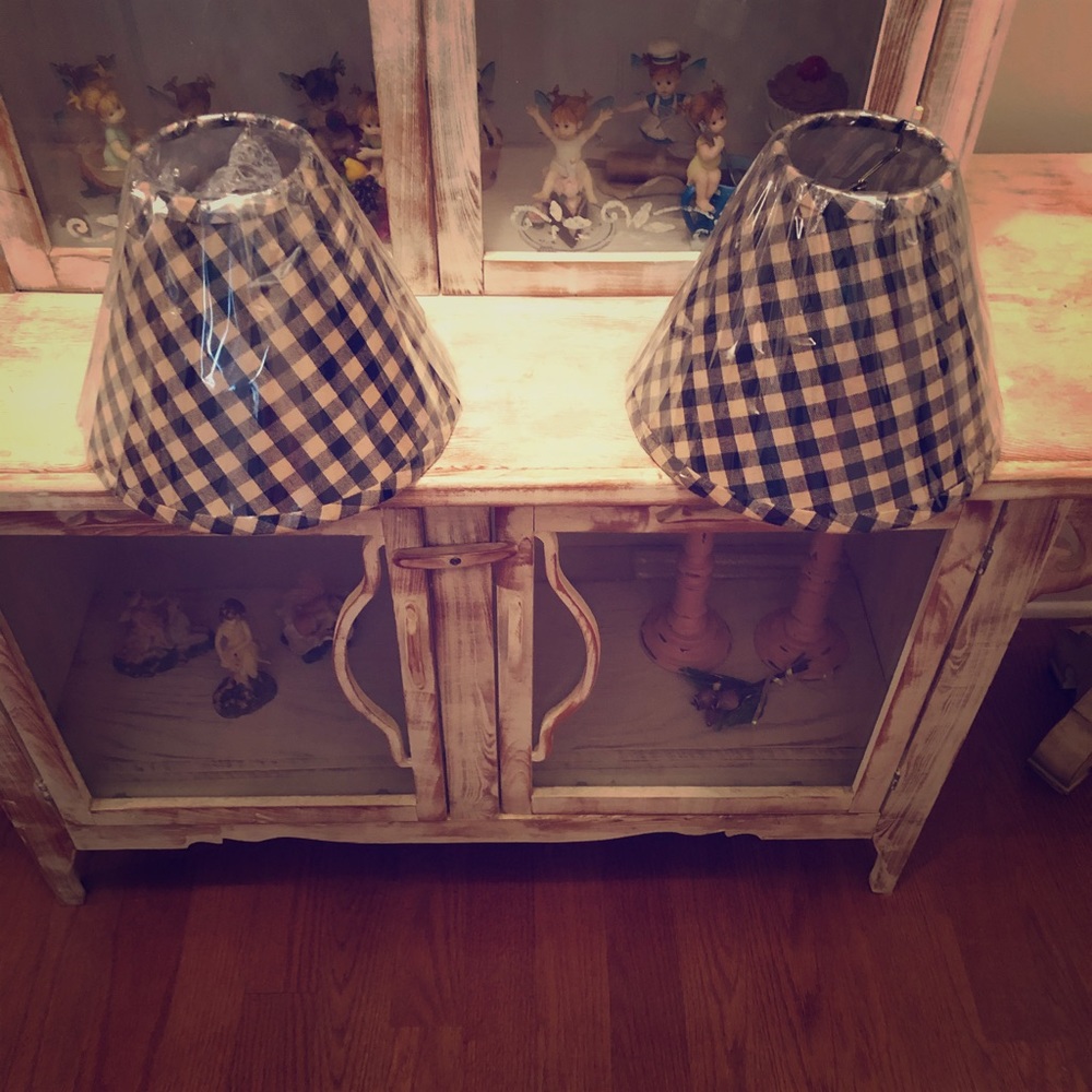 2 Gingham lampshades ********SOLD********